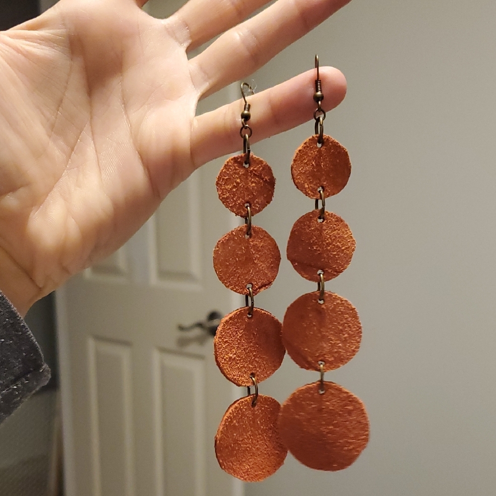 Bohemian Leather Disc Earrings